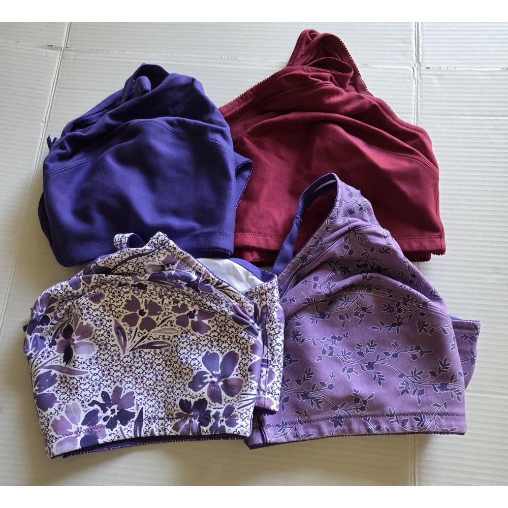 Lot of 4 Comfort Choice Women's Plus Size 52DD Wireless 100% Cotton Bras